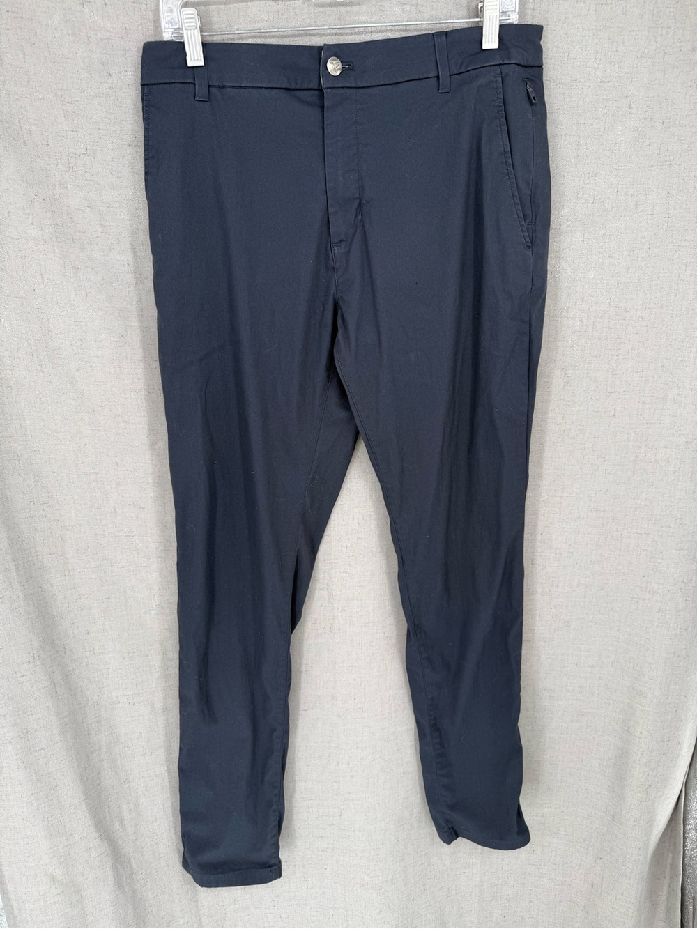 Birddogs Pants Mens 32x34 Blue Stretch Khaki Golf Chino Casual Zip Pocket